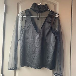 LF Tops - LF Silk and Mesh Blouse LF Tops - LF Silk and Mesh Blouse